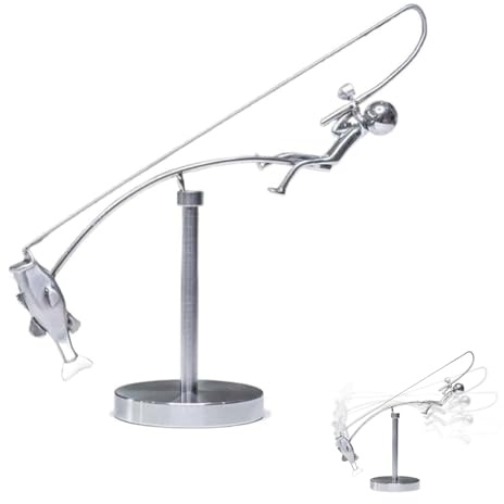 RQcMid Fischer Balance Skulptur, Angeln Geschenk Für Angler, Physik Spielzeug, Metall Angeln Statue, Geschenke Für Angler Liebhaber, Bürodekoration, Meditation Tool