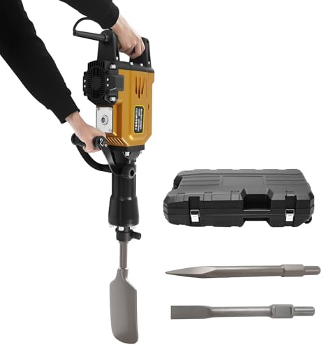 1700W Demolition Hammer, Electric Jack Hammer Concrete Breaker Heavy Duty with 3 Chisels (Flat/Point/Scraper), Anti-Vibration Handle for Concrete Removal Trenching Patio