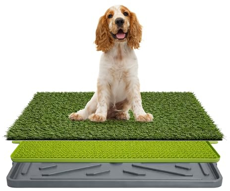 Inodoro para Perros con Césped Artificial, Baño Entrenamiento Interior y Exterior 67 x 42 x 5 cm, Bandeja Antideslizante con Drenaje, Reutilizable y Fácil de Limpiar para Cachorros y Perros Adultos