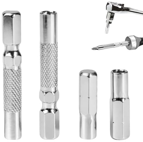 4 pcs 1/4 Zoll Steckaufsatz Set 25mm & 45mm magnetisch – 2 kurze 2 lange Einsätze 1/4 für 4mm Schraubendreher, präzise Sechskant Aufnahme aus gehärtetem Stahl