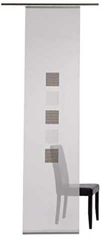 Homing halbtransparenter Flächenvorhang Schiebegardine weiß-braun (1Stück) 245 x 60 cm (HxB), 100% PES, 5915-10