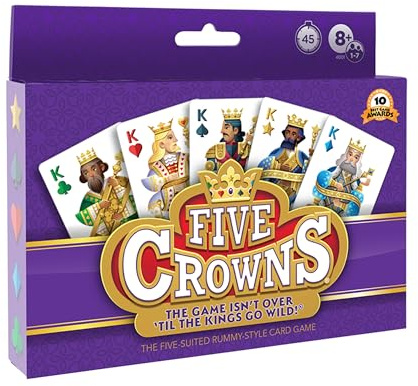 Five Crowns – Card Game for Kids and Adults, Travel and Family Game Night Favorite, The Game isn’t Over Until the Kings Go Wild, 5 Suited Rummy Style Card Game, 1-7 Players, Ages 8+