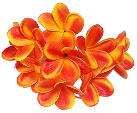 10 steli fiori di Plumeria (Frangipani)bouquet di fiori in lattice da sposa, per feste nuziali, festival, decorazioni, bouquet Arancione