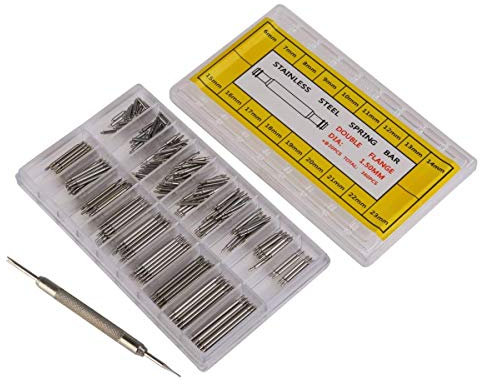 Febbya Perni a Molla Spring Bars in Acciaio Inox Doppia Flangia con Strumento di Riparazione Remover 360 PCS 6-23mm