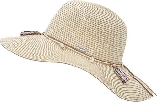 CHILLOUTS Atlanta Hat Sonnenhut UV Schutz- Sonnenhut Stroh Damen Faltbar, Hut mit Breiter Krempe UPF 50+, Panama Hut Damen Sommer, Strandhut, 85 Natural, S-M