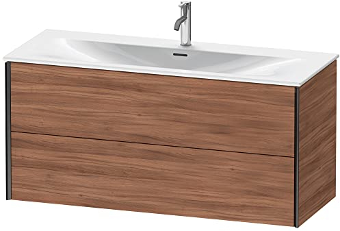 Durait XViu 4136 Waschtischunterbau wandhängend, 2 Schubkästen, für Waschtisch Viu 234412, 1210x480 mm, Farbe (Front/Korpus): schwarz matt/nussbaum Natur - XV41360B279
