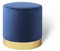 LIFA LIVING Runder Samt Pouf in dunkelblau Ø 38 cm, Zylinderförmiger Samthocker mit goldenem Detail, Fußhocker aus Samt in Navy, Sitzhocker Marineblau