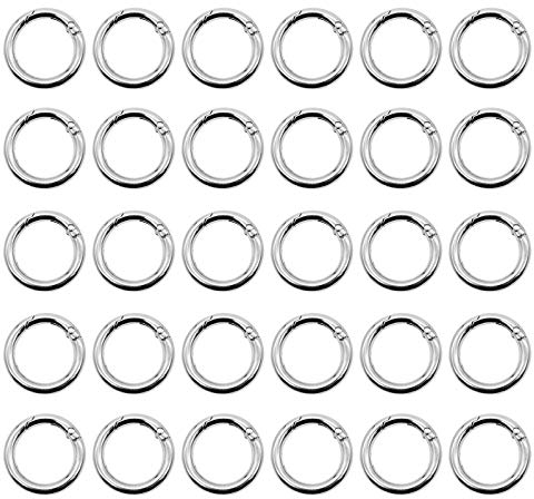 30 Stück 28mm Runder Karabinerhaken, Zinklegierung Schnappfeder Schnapphaken, für Schlüsselanhänger, Taschen Geldbörsen Organisationszubehör, Silber