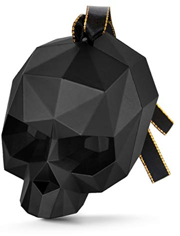 Totenkopf Skull Dekoration Halloween Schädel Ornament zum Aufhängen geometrisch schwarz 8cm Baumschmuck Fenster Deko (1)