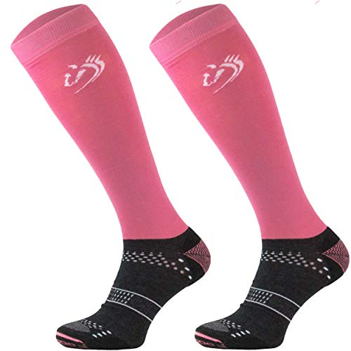 TODO Comodo Reitsocken STJMT | Reitstrümpfe Reiter Kniestrümpfe | Atmungsaktive Socken | Reitbekleidung bequem und stilvoll (STJMT 23 - Rose Horse, 39-42)