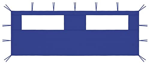 vidaXL Pavillon Seitenwand mit Fenstern Seitenteil Seitenplane Zeltplane für Partyzelt Gartenzelt Festzelt Pergola 6x2m Blau 70g/m²