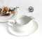 Franquihogar - Salsera para salsas de porcelana blanca con filo de oro 350 mL para servir aperitivos y decoración y bandeja pequeña de aperitivos a juego | BREMEN