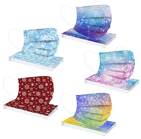 AMDOLE 50 Stück Erwachsene Einweg Mundschutz mit Motiv Bunt Mund und Nasenschutz Halstuch Masken 3D Druck Tücher Atmungsaktiv Mund-Tuch Bandana Schals für Männer Frauen