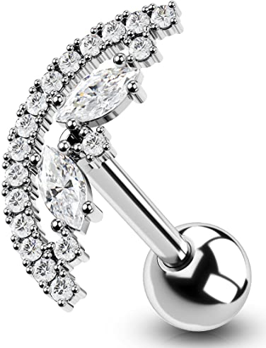 OUFER 16 Gauge Helix Piercings Conch Piercing Ring Oval CZ Tragus Ohr Orbital Knorpel Ohrring Ohrpiercing Chirurgenstahl Cartilage Earring Top Ear Jewelry Frauen