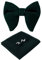 HOULIFE Fliege Herren Set - Verstellbare Fliege aus Samt Vorgebunden Fliege, einfarbige Einstecktuch, Manschettenknöpfe Set für Bräutigam Hochzeit formal mit Geschenkbox (Dunkelgrün)