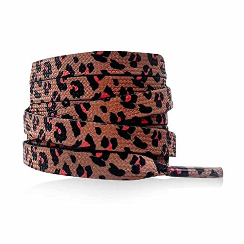 GIVBRO Lacci per scarpe con stampa leopardata Lacci piatti per scarpe da stivale, accessori di ricambio per scarpe casual da passeggio marrone - 140 cm