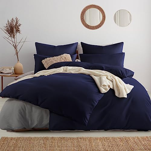 Soifox bettwäsche Blau 135x200 6teilig - 2 Bettbezüge 135x200 + 2 Kissenbezüge 80x80 + 2 Kissenbezüge 40x80 Weich und bügelfrei Mikrofaser mit Reißverschluss (6 TLG. 135 x 200 cm, Blau)