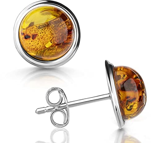 Materia Edelstein Ohrstecker Silber 925 Damen 10mm orange rund SO-501