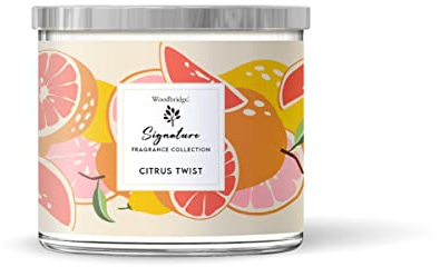Woodbridge Duftkerze im Glas mit Deckel | Citrus Twist | Duftkerze Zitrone | Kerzen 3 Docht | Kerzen lange Brenndauer (40h) | Geschenk für Frauen