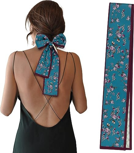 Mengmeng Angel Damen Designer Slim Bandeau Halstuch Haargummi Handtasche Griff Band Mode Schal, G-rose-grün, Einheitsgröße