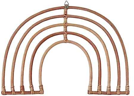 SSIMOO Rattan Regenbogen Makramee Regenbogen Wandbehang Babyzimmer Kinderzimmer Wohnzimmer Dekor (Size : Small)