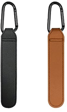 2 Stück Kinderwagen Haken, Taschenhalter Kinderwagen Leder, Kinderwagen Haken Clips, Kinderwagenhaken Taschenhaken, Hakenfür Kinderwagen in Universeller Passform, Für Kinderwagen (Schwarz und Braun)