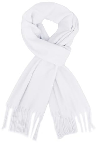 vimate Superweiches klassisches weißes Halstuch für Männer Frauen, Winter weiches Hals warmes langes Halstuch (DE-Weiß)