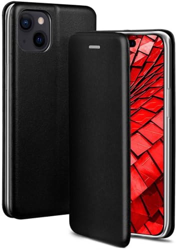ONEFLOW Business Case für iPhone 15 Handyhülle klappbar mit Standfunktion, Klapphülle Flipcase Cover Dünn, PU Leder Hülle mit Kartenfach, 360 Grad Schutzhülle, Schwarz