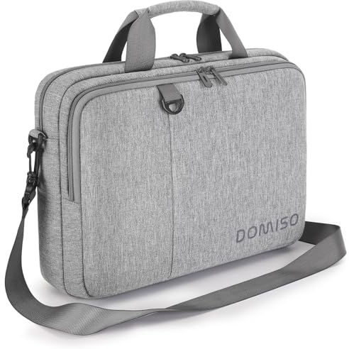 DOMISO 15,6 Zoll Laptop Tasche Aktentasche Schultertasche Wasserdicht Notebooktasche für 15.6 IdeaPad S510/Dell XPS 15/ThinkPad E575/HP Pavilion 15 Envy 15/Asus,Grau