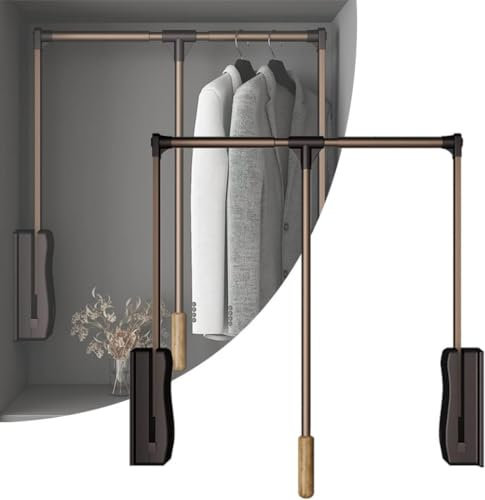 Barre Penderie Escamotable, À Charge 30 Kg, Porte-manteau Réglable, Tringle À Vêtements, Garde-robe, Largeur Réglable 93-125cm, Montage au Sol, Acier Inoxydable, Métal