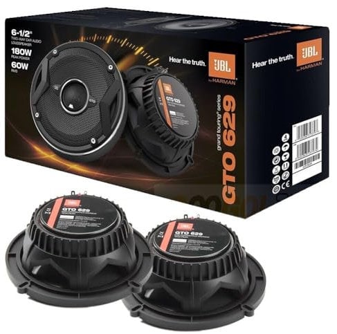 JBL GTO629 6.5 Grand Touring Series Car Audio Speakers - 2-Way, 360 Watts MAX Power, Factory-Sized Replacement Includes Iron Crush Cleaning Cloth.