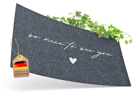 ElbFuchs® Tappetino 60 x 40 cm | so nice to see you | Lavabile in lavatrice | Spiritoso | Perfetto per interno ed esterno | Grigio | Zerbino