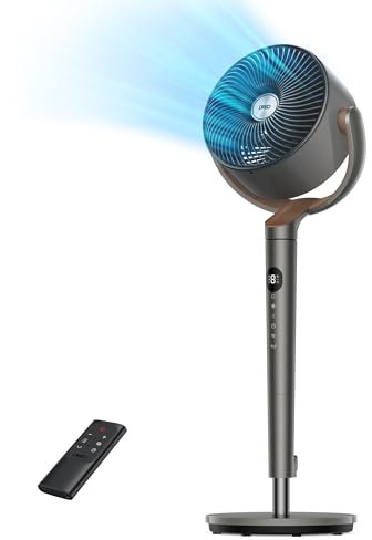 Dreo Fan for Bedroom, 120° Oscillating Standing Pedestal Fan, DC Motor, 80ft Air Circulator for Whole Room, 8 Speeds, 3 modes, 120° Manual Vertical Tilt, Quiet, 23dB, 35-40 Adjustable Height, Timer