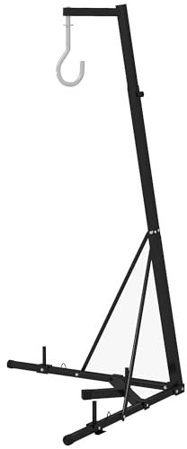 SPORTNOW Supporto Sacco da Boxe Regolabile in Altezza e Autoportante, Sostegno con Base Triangolare e Supporto per Pesi, Max 60kg, 170x90x182-225 cm, Nero