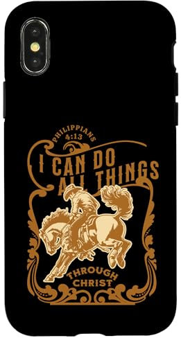 iPhone X/XS Cowboy Western Gear Scripture Philippians 4 Jesus Christian Case