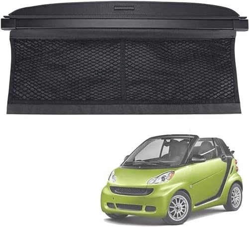 REROM Auto Einziehbare Hintere Kofferraum-Hutablage für Smart 451 Fortwo 2007 2008 2009 2010 2011 2012 2013 2014, Abdeckung GepäCkraumabdeckung Auto Laderaumabdeckung