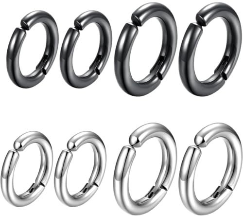 4 Pares Falsos Pendientes clip de piercing Acero Inoxidable Hombre Mujer Unisex 10mm 12mm