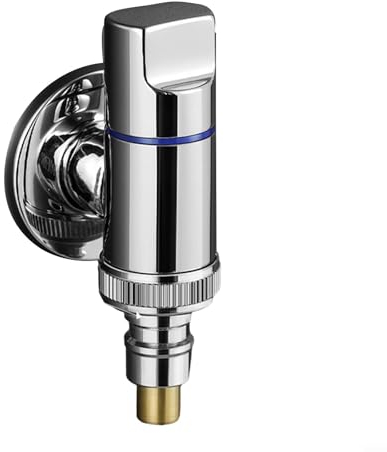 Grifo de lavadora, G1/2 G3/4 montado en la pared, latón con válvula de ángulo de apertura rápida (plateado)