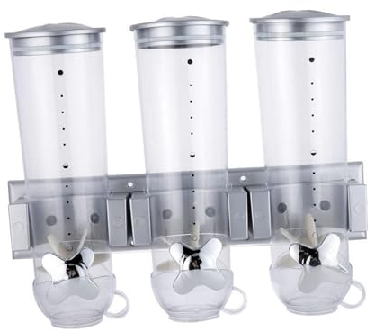 Dry Food Dispenser Triple Canister Home Reusable Wall Mount Grain Oatmeal Container Kitchen Acrylic Household Candy Dispenser