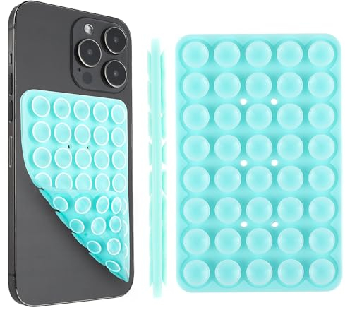 GEEHUA Silikon Saugnapf Handy, Handy Saugnapf Halterung Handyhalterung saugnapf Handy Saugnapf Halterung Handy Doppelseitigem Saugnapf für Selfies Rutschfester Spiegel(Blau)