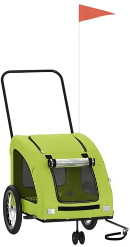 vidaXL Fahrradanhänger Hunde Grün Oxford-Gewebe und Eisen