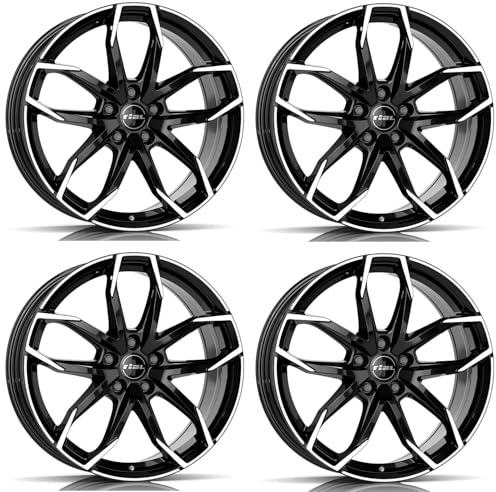 4x Rial Felgen Alufelgen Lucca 7.5Jx17 ET45 5x112 diamant-schwarz frontpoliert kompatibel mit SKODA Karoq Karoq Scout Kodiaq Octavia Octavia Scout Octavia Scou