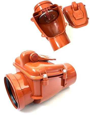 Rückstauverschluss DN110 PVC Rückstauklappe Rückstauventil | KG HT Rohr | Rattenstop | für Abwasserrohr