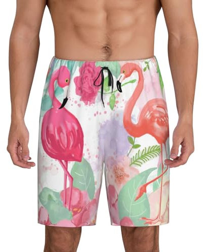 Short de détente pour homme Motif flamants roses Rouge, Noir , M
