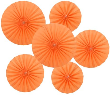 PATIKIL 8/12/16 Paper Fans Hanging Decoration, 12 in 1 Set Round Honeycomb Fans with Pearl for Birthday Wedding Graduation Events Party, Orange