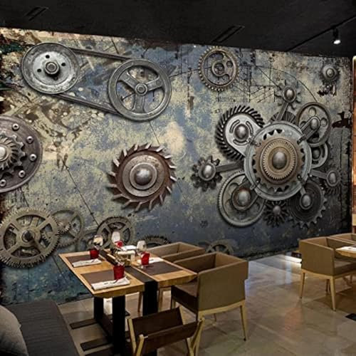 Vlies Fototapete Metallgetriebe 3D Effekt 400x280 Retro-Industrie Foto Tapete Schlafzimmer Wohnzimmer Moderne XXL Wandtapete Groß Vliestapete Fototapeten Poster Wand Dekoration a.4526