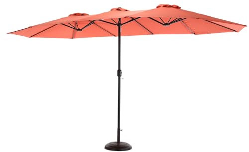 YESGIGA Parapluie d'extérieur rectangulaire double face de 14,8 pieds avec manivelle, Orange