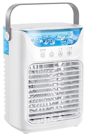 Ventilateur de Climatiseur à 4 en 1, Humidificateur de Refroidisseur D'air à 3 Vitesses de 700 Ml avec 2 Brouillard Froid, Refroidisseur D'air de Glace à Alimentation USB