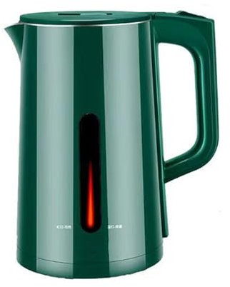 KKTX Brushed Stainless Steel Electric 3L Kettle (Quiet & Fast Boil 1500W, Stainless steel with Interior, Perfect pour spout) Green,3L