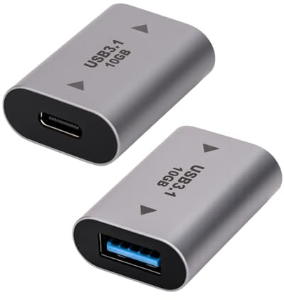 XXHUO USB A Female To USB C Female Adapter, 2pcs USB C To Adapters USB 3.1 A To Type C Adapter To USBC Coupler Connector Double-Sided 10Gbps High-Speed Transmission For PC, Laptop